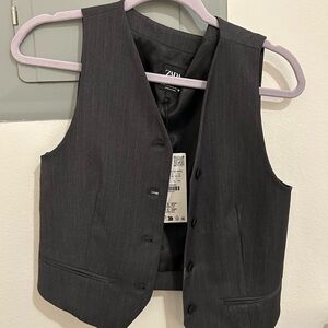 Zara Dark Gray Pinstripe Vest